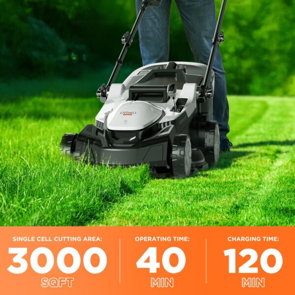 Litheli Lawn Mower 18" Electric Lawn Mower for Garden Yards, Lightweight Cordless Lawn Mower Brushless with 6-Position Height Adjustment, 2 x 20V 4.0Ah Battery and Charger Include - For Sale - Price - Image 7