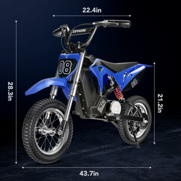 36V 350W Kids Electric Dirt Bike - Fast Speed Electric Motorcycle Up to 16 MPH & 10 Miles Long-Range, 3-Speed Modes, Twist Grip Throttle, Dual Suspension & Brakes for Kids Ages 5-8 - For Sale - Price - Image 7