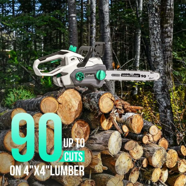 Litheli 40V Battery Chainsaw, 14''Cordless Chainsaw with Brushless motor and 2.0Ah Battery and Charger Included, Chain Saw for Trees,Pruning, Branch Cutting, Yard, Garden. - For Sale - Price - Image 2