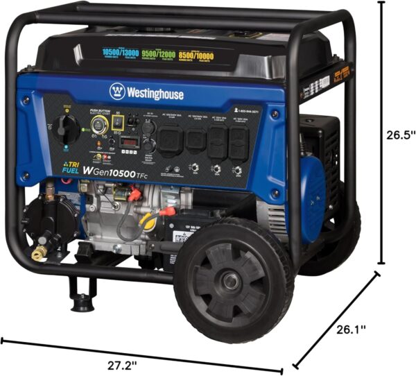 Westinghouse Outdoor Power Equipment 13500 Peak Watt Tri-Fuel Home Backup Portable Generator, Remote Electric Start, Transfer Switch Ready, Gas, Propane, and Natural Gas Powered For Sale - Price - Image 12