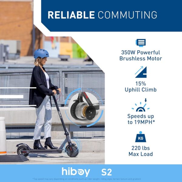 Hiboy S2/S2R Plus Electric Scooter, 8.5"/9" Tires, Up to 17/22 Miles Range, 350W Motor & 19 MPH Portable Folding Commuting Electric Scooter for Adults with Double Braking System and App - For Sale - Price - Image 2