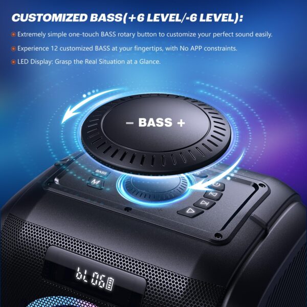 W-KING 250W PEAK Party Large Bluetooth Speaker Loudest Boom Box/Massive 120dB/12 Custom Bass, Big Portable Speaker Wireless, 2x6.5'' Subwoofer Super Bass/IPX5/MIC &GTR in/USB/TF/AUX, Removable Battery - For Sale - Price - Image 2