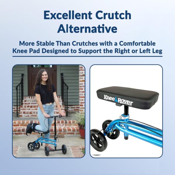 KneeRover Economy Knee Scooter Steerable Knee Walker for Adults for Foot Surgery, Broken Ankle, Foot Injuries - Foldable Knee Rover Scooter for Broken Foot Injured Leg Crutch with Dual Brakes (Blue) - For Sale - Price - Image 8