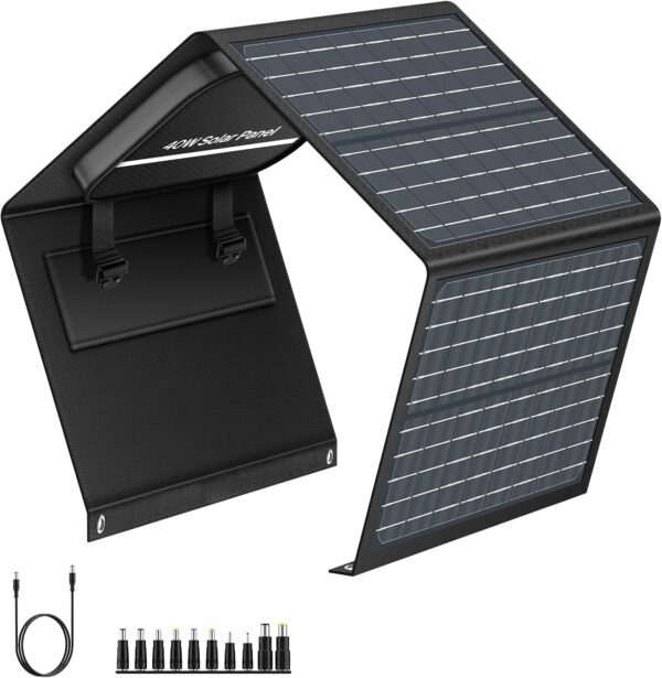 Portable Solar Panel Charger 40W Foldable Solar Panel for Portable Power Station, iPhone, iPad, Laptop, Camping Solar Panels with USB QC 3.0/USB C/18V DC, Solar Panels for Camping Outdoor Van RV Trip - For Sale - Price