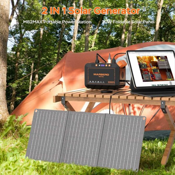 MARBERO Solar Generator 111Wh Portable Power Station with Solar Panel 30W Included Solar Power Bank with AC Outlet 120W Surge for Home Outages Camping Outdoor Adventure Emergency - For Sale - Price - Image 5