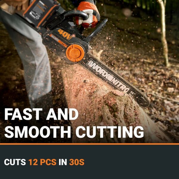 Worx Nitro 40V 16" Cordless Brushless Chainsaw 4.0 Ah Tool Only WG385.9 - For Sale - Price - Image 4