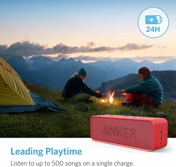 Anker Soundcore Portable Wireless Bluetooth Speaker with 24-Hour Playtime, 66ft Range, 10W Stereo Sound, Rich Bass, Built-in Mic, Ideal for iPhone, Samsung, Traveling, Shower Use, and More - Red - For Sale - Price - Image 4