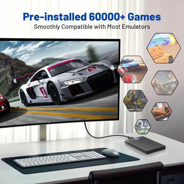 Retro Game Console Retroplay HDD - External Gaming Hard Drive Built in 60000+ Video Games,Compatible 70+ Emulators,Plug & Play Emulator Console Support SATA 3.0,USB 3.0,For Win8.1/10/11（500GB） - For Sale - Price - Image 2