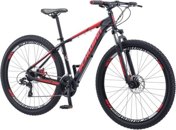 Schwinn Bonafide Men and Women Mountain Bike, Front Suspension, 24-Speed, 29-Inch Wheels, 17-Inch Aluminum Frame, Matte Black/Red - Image 7