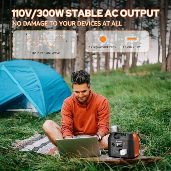 EnginStar Portable Power Station 300W 296Wh Battery Bank with 110V Pure Sine Wave AC Outlet for Outdoors Camping Hunting and Emergency, 80000mAh Backup Battery Power Supply for CPAP - For Sale - Price - Image 8