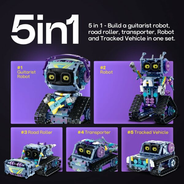 Sillbird Robot Building Kit with Remote Control STEM Gifts for Kids Boys Ages 8-12, Coding Robotic Technic Creative Toys for Birthday - Build 5in1 Model with 433 Pieces - For Sale - Price - Image 5