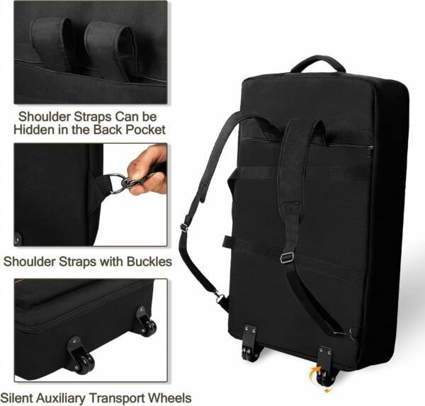 DJ Controller Bag Backpack with Wheels Compatible with Pioneer XDJ RX2/ XDJ RX3/ XDJ-RX/DDJ FLX10/ DDJ REV7/ DDJ 1000, Wheeled DJ Carrying Case with 2 Accessory Pocket, Padded DJ Mixer Bag - For Sale - Price - Image 4