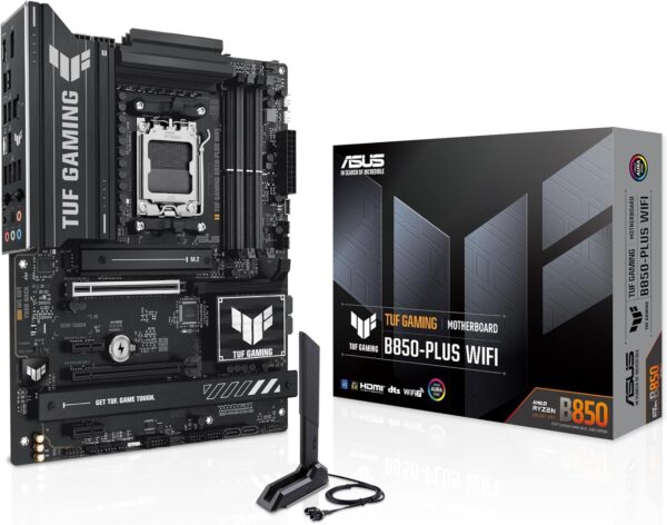 ASUS TUF Gaming B850-PLUS WiFi AMD AM5 B850 ATX Motherboard, 14+2+1 80A Stages, AI Ready, DDR5, PCIe 5.0, 3X M.2, Wi-Fi 7, 2.5Gb LAN, DisplayPort, HDMI™, USB 10Gbps & 20Gbps Type-C®, BIOS Flashback™ - For Sale - Price