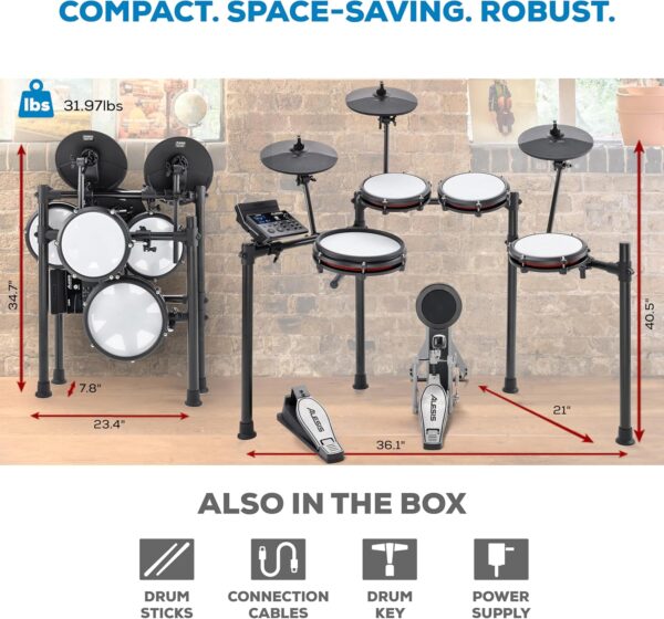 Alesis Nitro Max Kit Electric Drum Set with Quiet Mesh Pads, 10" Dual Zone Snare, Bluetooth, 440+ Authentic Sounds, Drumeo, USB MIDI, Kick Pedal - For Sale - Price - Image 6