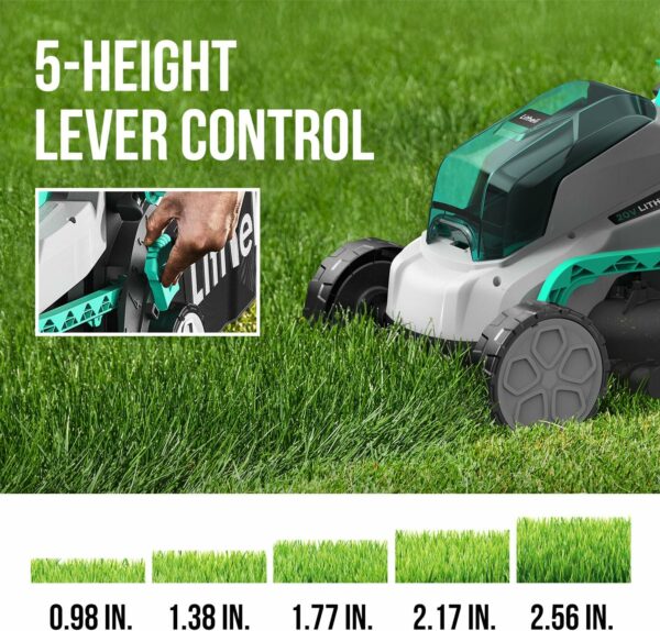 Litheli Cordless Lawn Mower 13 Inch, 5 Heights, 20V Electric Lawn Mowers for Garden, Yard and Farm, with Brushless Motor, 4.0Ah Battery & Charger Included - For Sale - Price - Image 2