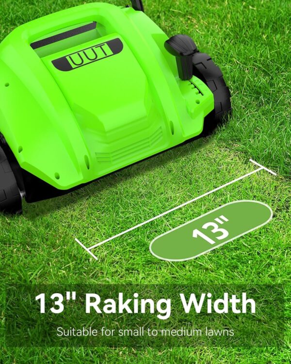 UUT Electric Dethatcher Scarifier 2-in-1 Lawn Scarifier with 13” Path Powerful 12 AMP Motor 30L Collection Bag 4-Position Depth Control Easy Storage Foldable Handle for Small to Medium Lawns - For Sale - Price - Image 2