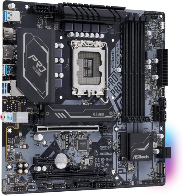 ASROCK H670M PRO RS Socket LGA1700/ Intel H670/ DDR4/ SATA3&USB3.2/ M.2/ Micro ATX Motherboard - For Sale - Price - Image 6