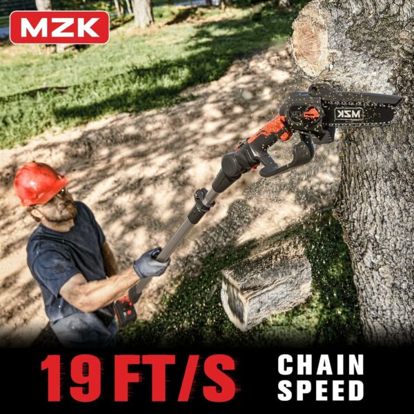 MZK 2-in-1 Cordless Pole Saw & Mini Chainsaw with 3 Replacement Chain, 20V Battery Pole Chainsaw, 4.5" Cutting Capacity, 13ft Reach Pole Saw for Tree Trimming(Battery and Fast Charger Included) - For Sale - Price - Image 5