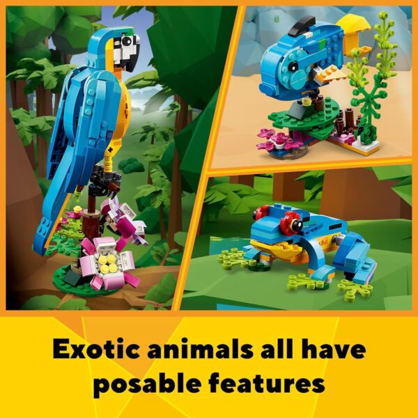 LEGO Creator 3 in 1 Exotic Parrot Building Toy Set, Transforms to 3 Different Animal Figures - from Colorful Parrot, to Swimming Fish, to Cute Frog, Creative Toys for Kids Ages 7 and Up, 31136 - For Sale - Price - Image 5