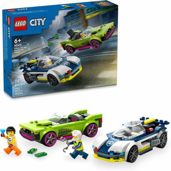 LEGO City Police Car and Muscle Car Chase, Emergency Vehicle Toy for Boys and Girls, Fun Gift for Kids Ages 6+ who Love Pretend Play Toys, Police Car Toy with Officer and Crook Minifigures, 60415 - For Sale - Price