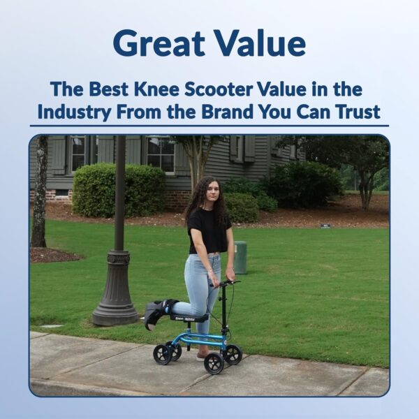 KneeRover Economy Knee Scooter Steerable Knee Walker for Adults for Foot Surgery, Broken Ankle, Foot Injuries - Foldable Knee Rover Scooter for Broken Foot Injured Leg Crutch with Dual Brakes (Blue) - For Sale - Price - Image 6