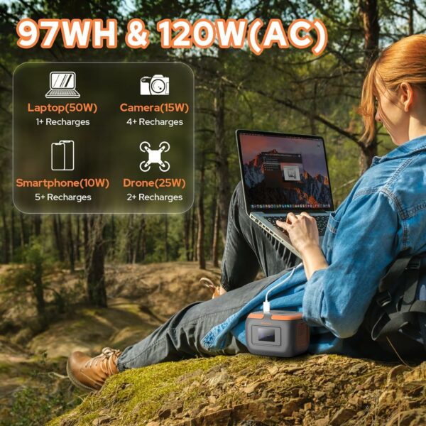 Portable Power Station 120W, 110V Power Bank with AC Outlet, Portable Generator 97.6Wh External Lithium Battery Pack with USB C Input for Camping Home Use Van Life Adventure - For Sale - Price - Image 6