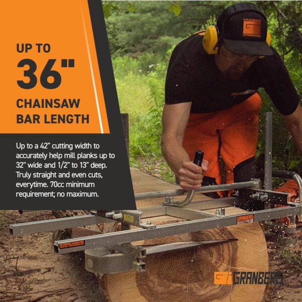 Granberg Alaskan Chainsaw Mill MKIV, G778-36 - Premium Portable 36 Inch Power Sawmill Attachment Tool Kit - Log Milling Machine - Cordless Wood Cutting Rail - Woodworking Parts Planer Router Equipment - For Sale - Price - Image 3