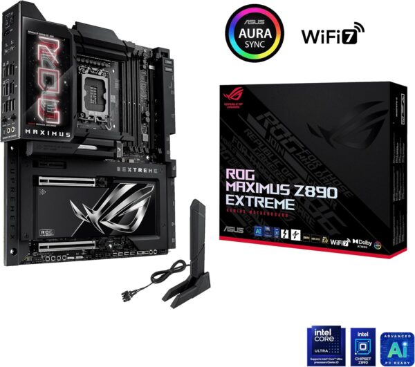 ASUS ROG MAXIMUS Z890 EXTREME Intel® Z890 LGA 1851 E-ATX motherboard, Advanced AI PC-ready, 24+2+1+2 stages, DDR5, WiFi7, 2.5G/10G LAN, PCIe® 5.0 M.2, Thunderbolt™ 5, USB Type-C®, AI OC, 5” LCD Screen - For Sale - Price - Image 7