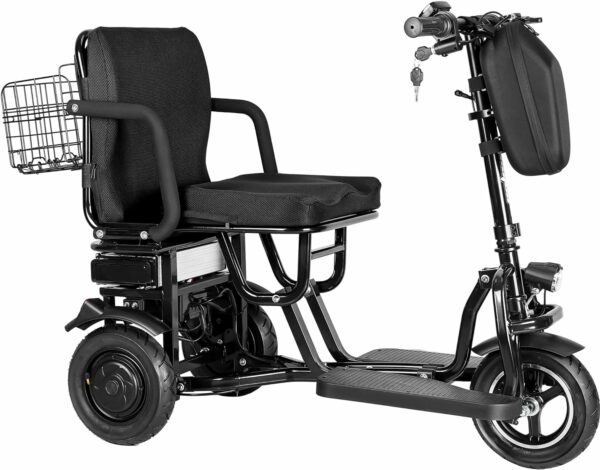 MotoTec Folding Mobility Electric Trike 48v 700w Dual Motor Lithium Black, 42x22x33 Inch, MT-FOLD-TRK-700 - For Sale - Price - Image 2