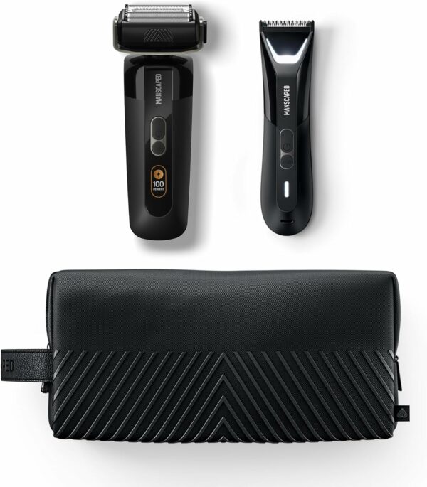 MANSCAPED® The Chairman™ PRO & The Lawn Mower® 5.0 Ultra - Men's Face Shaver with Two SkinSafe® Blades, Four-Blade Foil & Stubble Trimmer & Dual-Head Groin & Body Hair Trimmer with Toiletry Bag - For Sale - Price