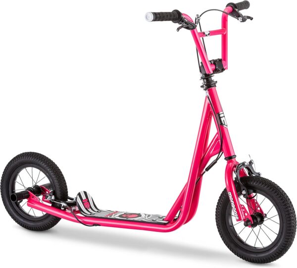 Mongoose Expo Kick Scooter, BMX-Style Handlebar & Brake Cable Rotor, Wide Foot Deck for Kids Youth Boys Girls Ages 6 and Up, Rear Axle Pegs, 12-Inch Air Tires, and Max. Weight of 175 lbs. - For Sale - Price