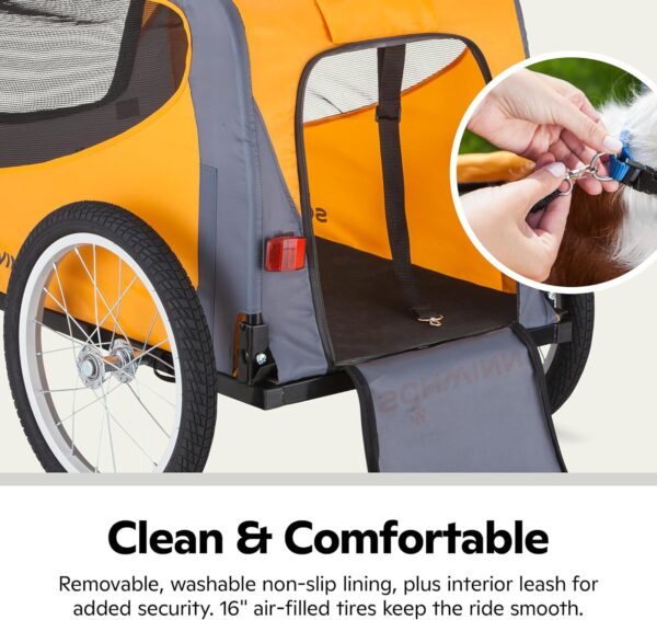 Schwinn Rascal Bike Dog Trailer, Carrier for Small and Large Pets, Easy Folding Cart Frame, Quick Release Wheel, Universal Bicycle Coupler, Washable Non-Slip Lining - For Sale - Price - Image 5