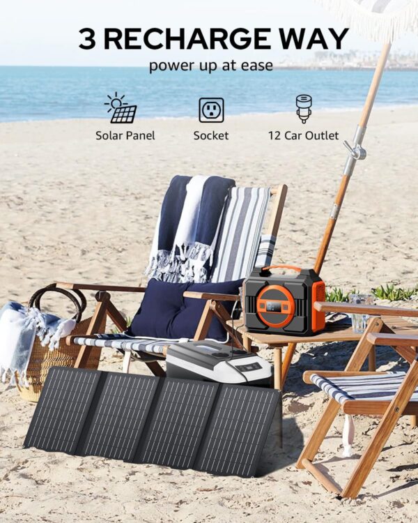 Portable Power Station Bank 300W Rated(600W Peak),220Wh Solar Powered Power Bank with 2 AC Outlet 110V Pure Sine Wave, 60000mAh Power Bank Lithium Battery Pack for Home Outdoor Camping Emergency - For Sale - Price - Image 2