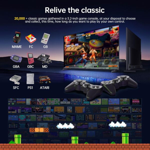 Wireless Retro Game Console, Retro Game Stick with Built-in 9 Emulators, 64GB,20,000+ Games, 4k Hdmi Output, and 2.4GHz Wireless Controller, Plug and Retro Play Video Games for TV(Black) - For Sale - Price - Image 3