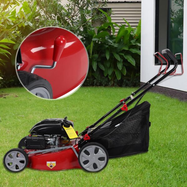 Self Propelled Gas Lawn Mower, 141cc Gas Engine Lawn Mower with 20 Inches Blade, Walk-Behind Lawn Mower, Cordless Lawn Mower Push Lawn Mower with 50L Grass Tank, Big Wheels, USA Fast Arrival - For Sale - Price - Image 5