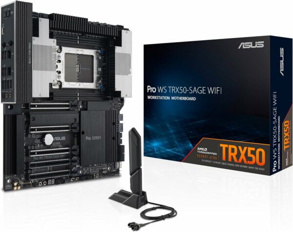 ASUS Pro WS TRX50-SAGE WIFI CEB Workstation motherboard, AMD Ryzen Threadripper PRO 7000 WX,ECC R-DIMM DDR5, 36 power-stage, WiFi 7,PCIe 5.0 x 16,PCIe 5.0 M.2, 10 Gb and 2.5 Gb LAN, multi-GPU support. - For Sale - Price