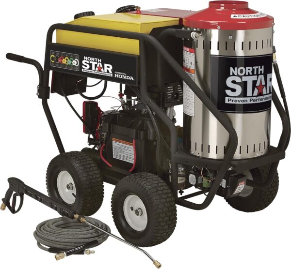 North Star Hot Water & Wet Steam Pressure Washer with Power Nozzles, Lance, Washing Gun, and Hose - Gas Powered, 3000 PSI, 4 GPM, Electric Start Honda Engine, Price For Sale