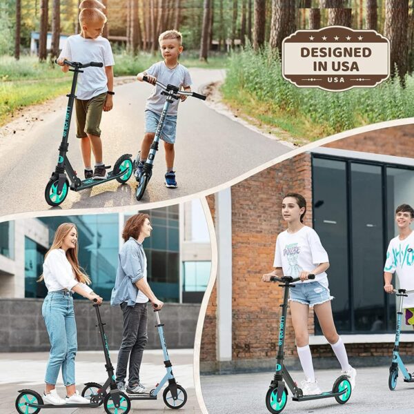 Kick Scooter for Ages 6+,Kid, Teens & Adults. Max Load 240 LBS. Foldable, Lightweight, 8IN Big Wheels for Kids, Teen and Adults, 4 Adjustable Levels. Bearing ABEC9 - For Sale - Price - Image 5