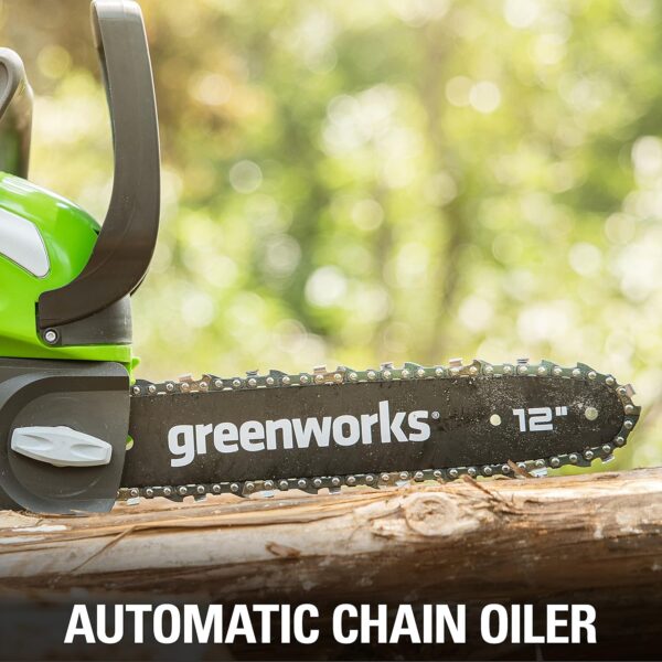 Greenworks 40V 12" Cordless Compact Chainsaw (Great For Storm Clean-Up, Pruning, and Camping), 2.0Ah Battery and Charger Included - For Sale - Price - Image 8