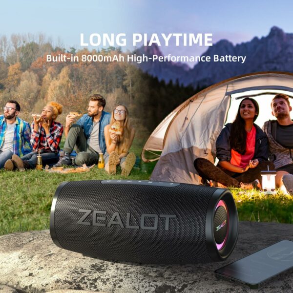 Bluetooth Speaker,Zealot Bluetooth Speaker,Portable Speaker with BassUp Technology,IP67 Waterproof Speaker,Speakers Bluetooth Wireless,20H Playtime,Stereo,EQ,Outddor Speaker for Beach,Camping,Gifts - For Sale - Price - Image 5