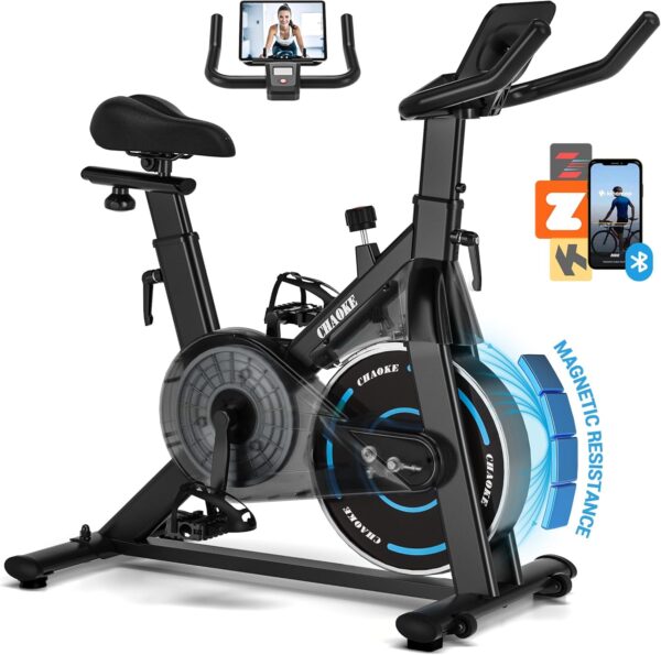 Exercise Bike, CHAOKE Quiet Magnetic Resistance 300LB Capacity Stationary Bike for Home with App Compatible, Indoor Bike with Comfortable Seat and Digital Display - For Sale - Price