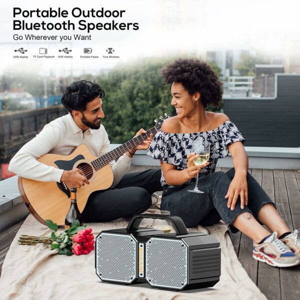 BUGANI Bluetooth Speaker, Shock Portable Bluetooth Speaker, Bluetooth 5.3, Waterproof, Wireless Speakers, 60W Super Power, Outdoor Speaker, Black(New Model) - For Sale - Price - Image 6