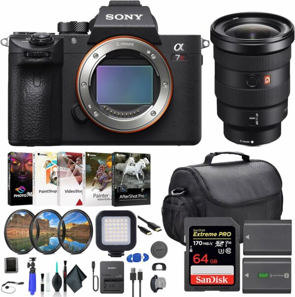 Sony a7R IIIA Mirrorless Camera ILCE7RM3A/B, Sony FE 16-35mm Lens SEL1635GM, 64GB Memory Card, Filter Kit, Bag, NP-FZ100 Compatible Battery, Card Reader, LED Light, and More - For Sale - Price