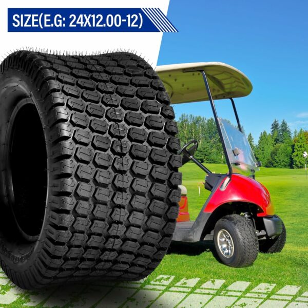 AutoForever Pack of 2 Turf Lawn Tractor Mower Tires 24X12.00-12 24x12x12, 6 Ply Tubeless - For Sale - Price - Image 7