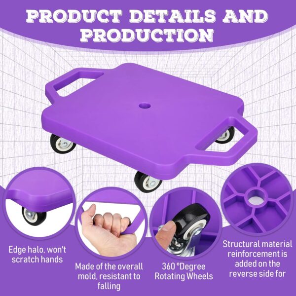 4 Pieces Sports Scooter Board with Handles Plastic Casters Floor Scooter Board Sitting Scooter Board for Kids Children Gym Indoor Outdoor Activities Play Equipment - For Sale - Price - Image 5