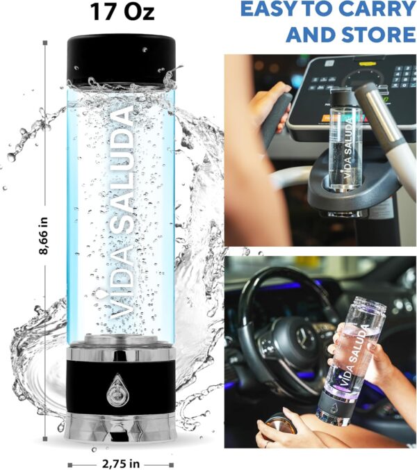 Hydrogen Water Bottle – 500ml Portable Generator with SPE PEM Technology, Rechargeable, Titanium-Platinum Electrodes, Under 3-Minutes Cycle, Sleeve Included – For Home, Gym & Travel For Sale - Price - Image 3