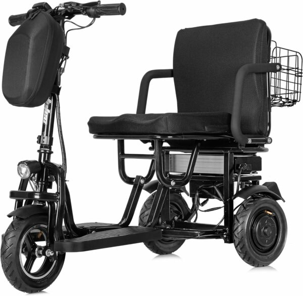 MotoTec Folding Mobility Electric Trike 48v 700w Dual Motor Lithium Black, 42x22x33 Inch, MT-FOLD-TRK-700 - For Sale - Price