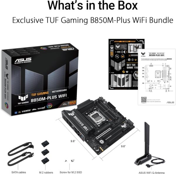 ASUS TUF Gaming B850M-PLUS WiFi AMD AM5 B850 mATX Motherboard, 14+2+1 80A DrMOS Stages, DDR5, PCIe 5.0, 3X M.2, Wi-Fi 6E, 2.5Gb LAN, DP, HDMI™, USB 10Gbps & 20Gbps Type-C®, BIOS Flashback™, Aura Sync - For Sale - Price - Image 6