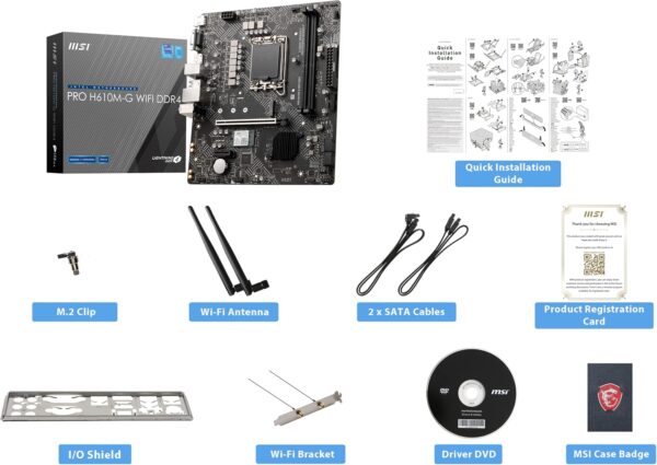 MSI PRO H610M-G WiFi DDR4 ProSeries Motherboard (12th/13th/14th Gen Intel Core, LGA 1700 Socket, DDR4, PCIe 4, 2.5G LAN, SATA 6Gb/s, M.2 Slots, USB 3.2, Wi-Fi 5, Bluetooth 4.2, mATX) - For Sale - Price - Image 7