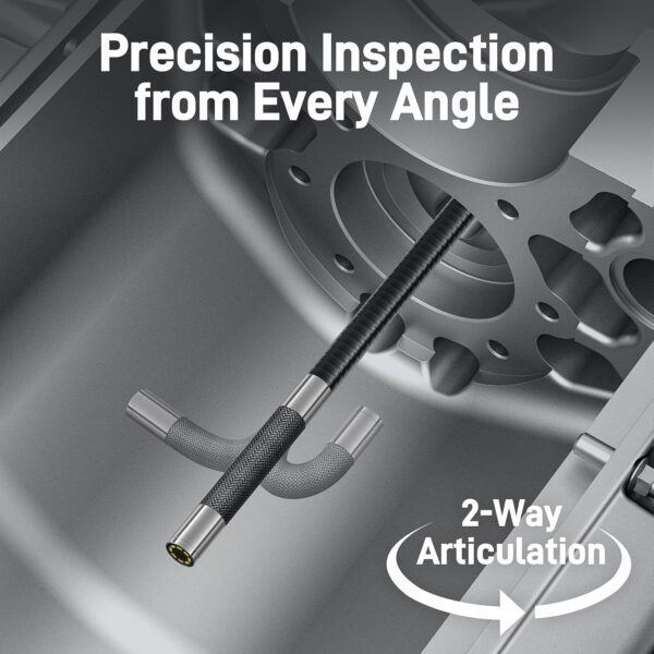 Teslong Two-Way Articulating Borescope with Light, Industrial Endoscope Inspection Camera with Articulated Probe, Flexible Mechanic Fiber Optic Snake Scope Cam for Wall Automotive Engine Inspect-5FT - For Sale - Price - Image 2